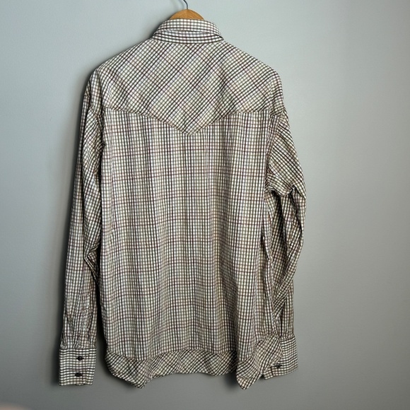 RANCHO Estancia Men's Vintage Mini Check Long Sleeve Button Shirt Brown Size XL - Picture 6 of 12